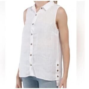Jones New York 100% Linen Button Up Sleeveless Top US Women's XL